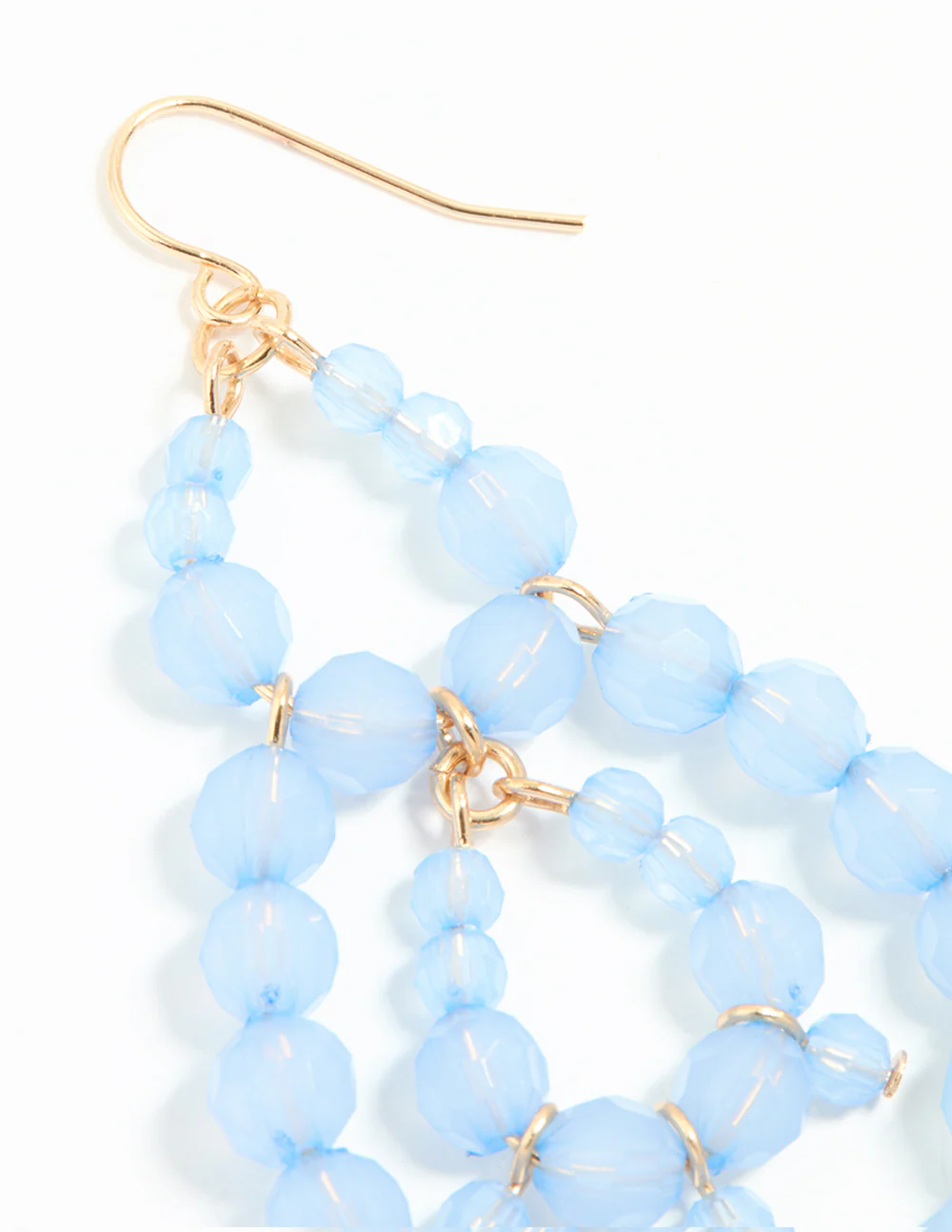 Rose Gold Blue Beaded Drop Earrings - Image 4