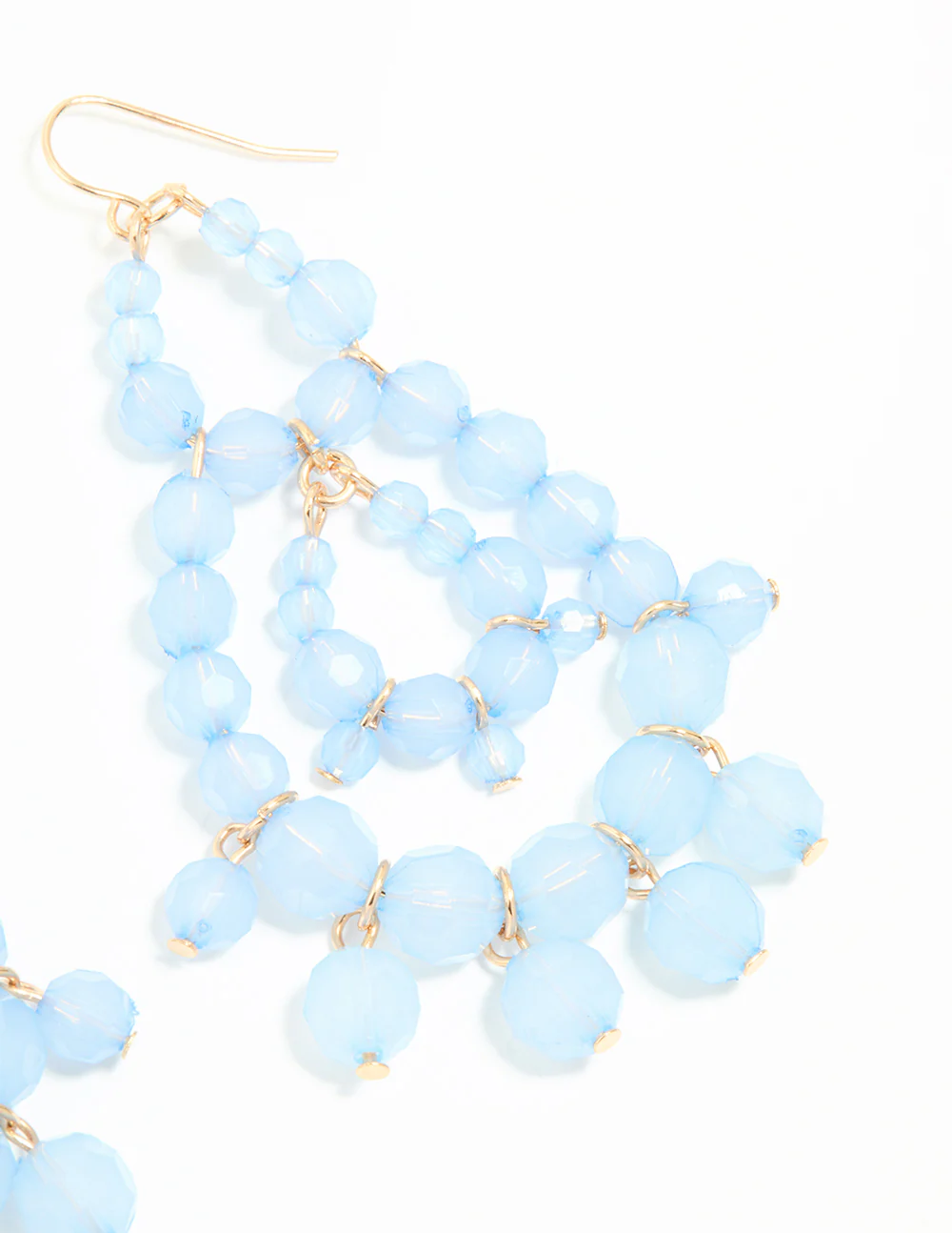 Rose Gold Blue Beaded Drop Earrings - Image 5