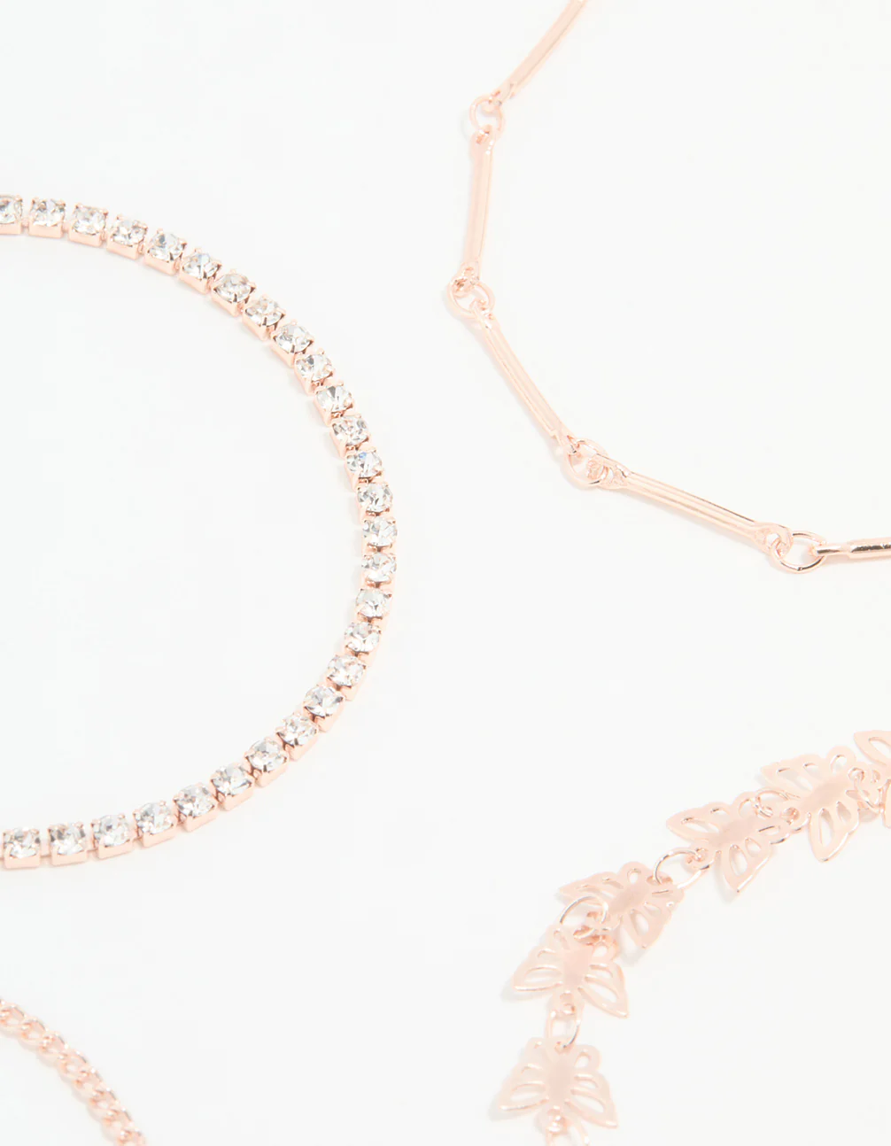 Rose Gold Butterfly & Chain Bracelets 4-Pack - Image 2