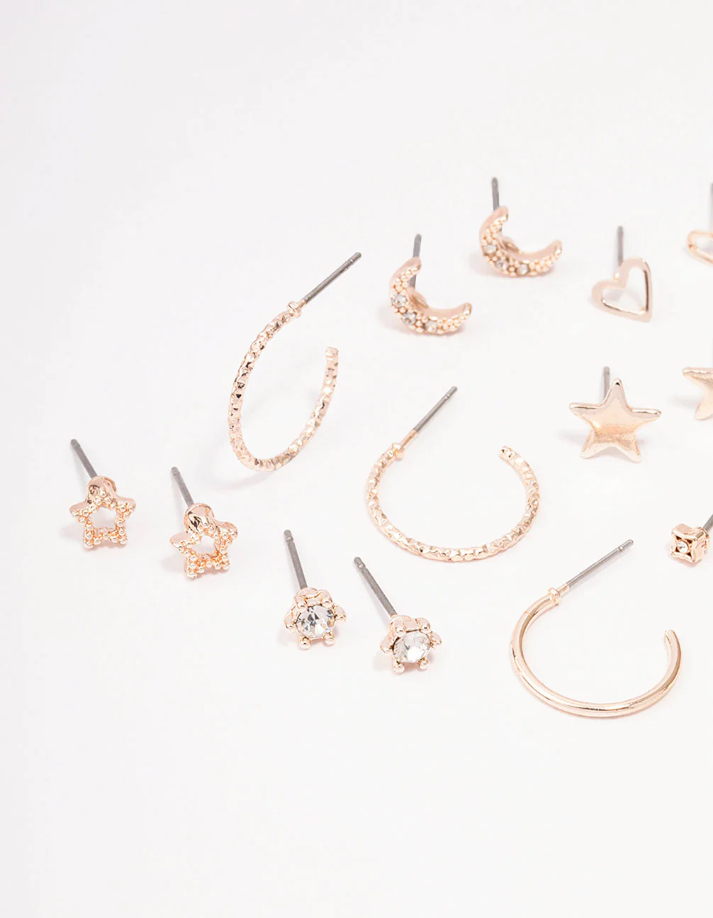Rose Gold Celestial Heart Stud Earrings 12-Pack - Image 2