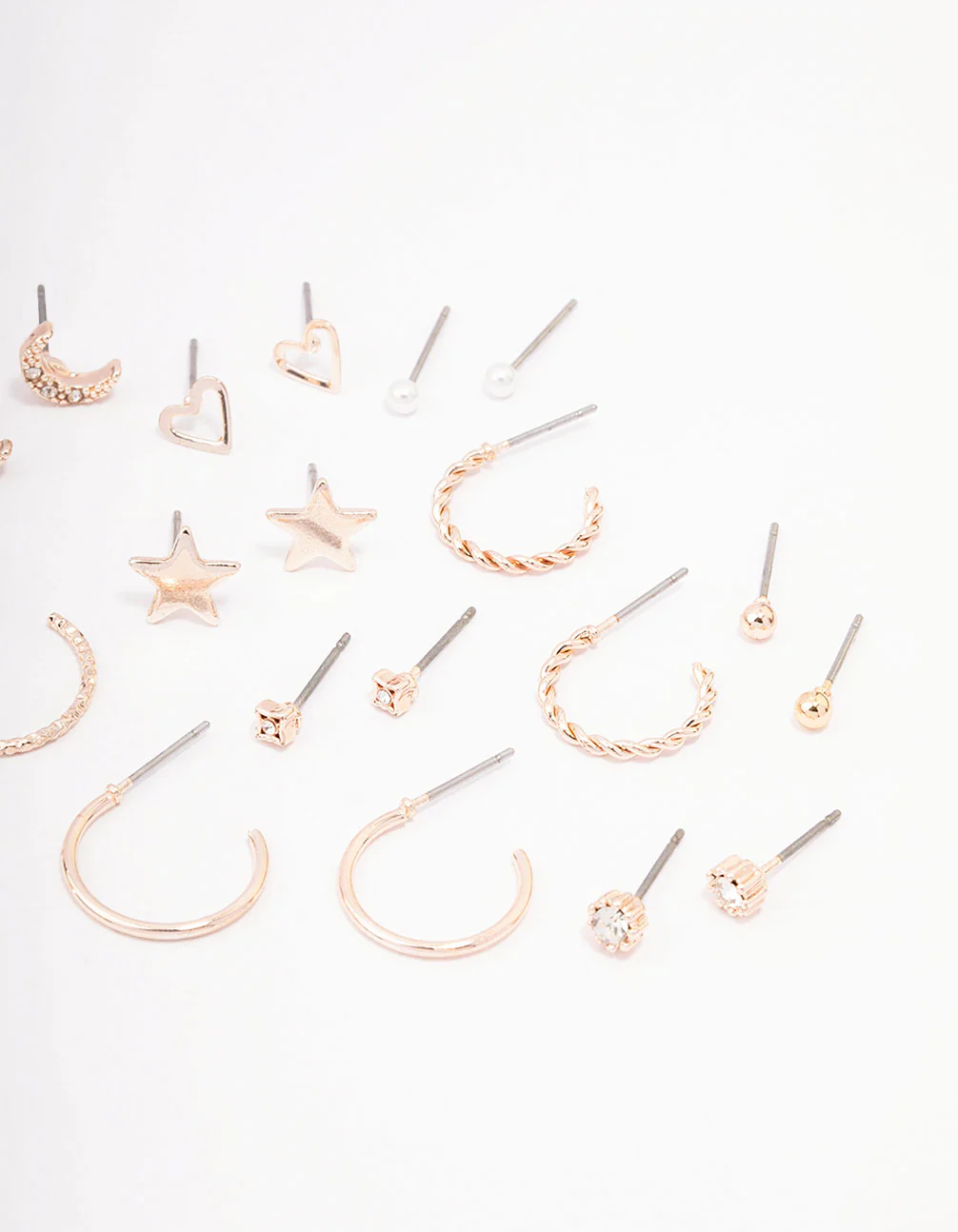 Rose Gold Celestial Heart Stud Earrings 12-Pack - Image 3