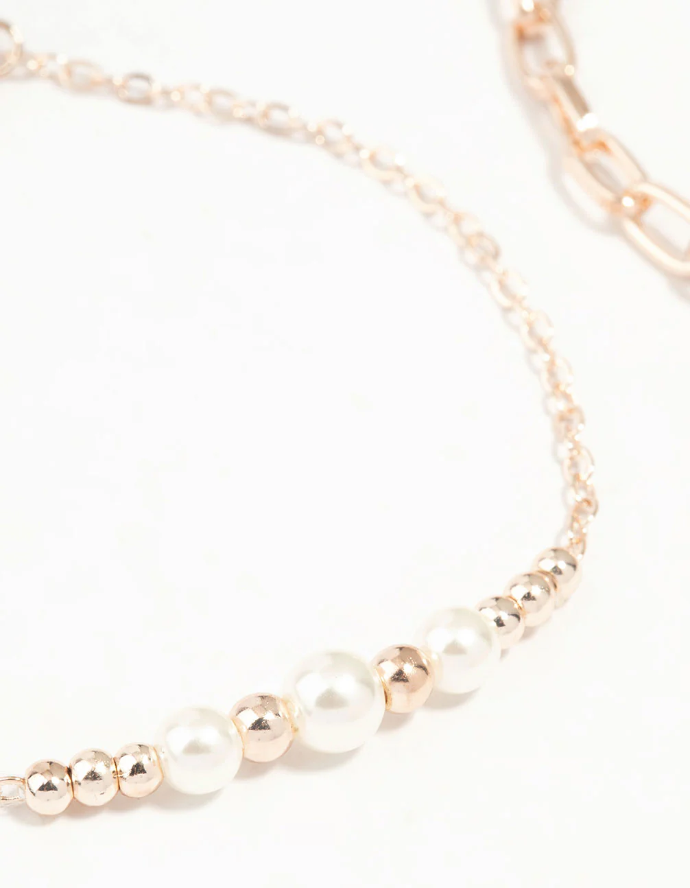 Rose Gold Chain Link & Pearl 2-Pack Bracelet - Image 2