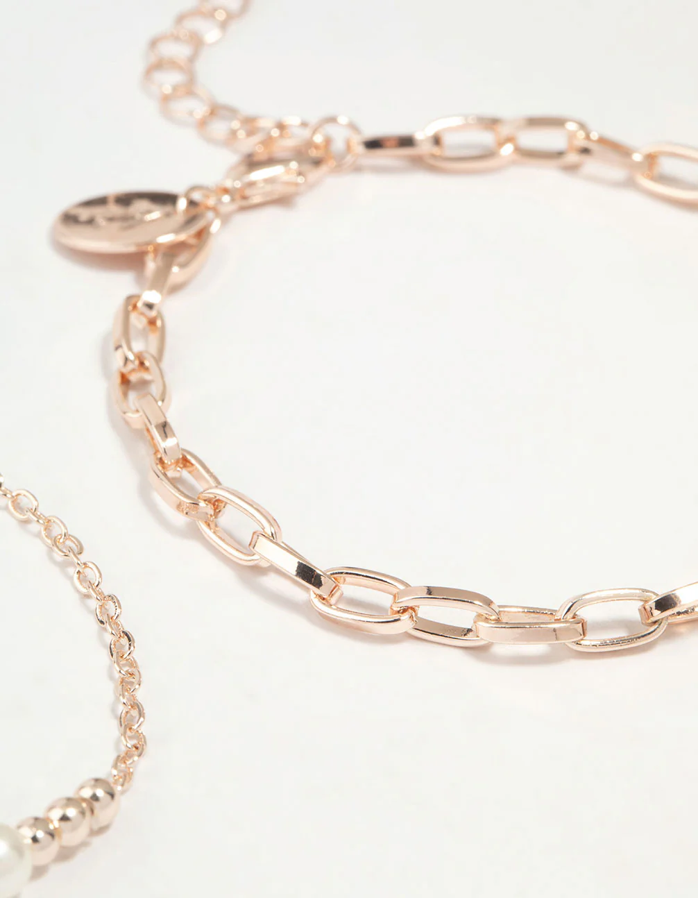 Rose Gold Chain Link & Pearl 2-Pack Bracelet - Image 3