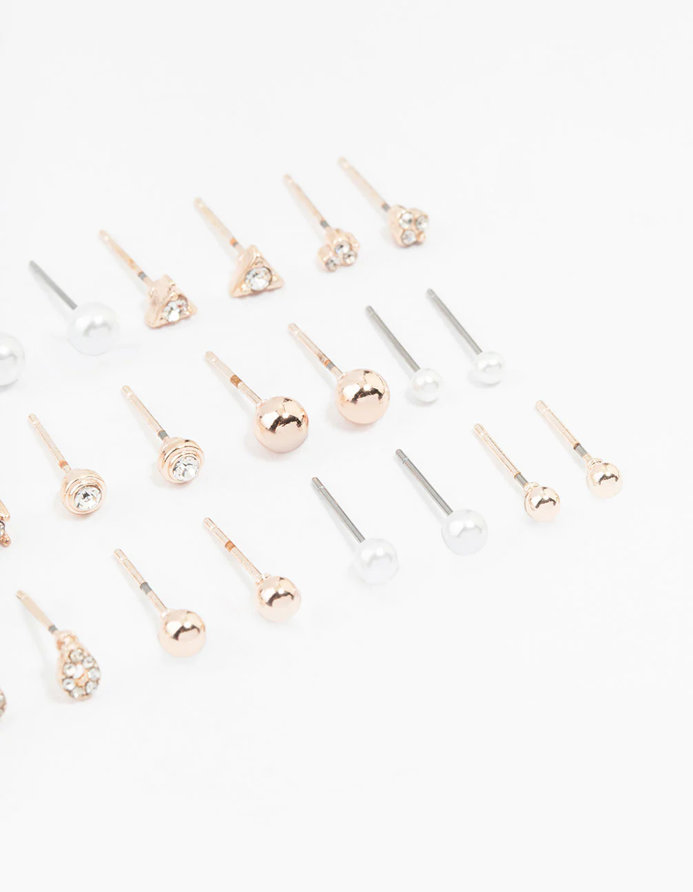 Rose Gold Classic Pearl & Stone Earrings 12-Pack - Image 3