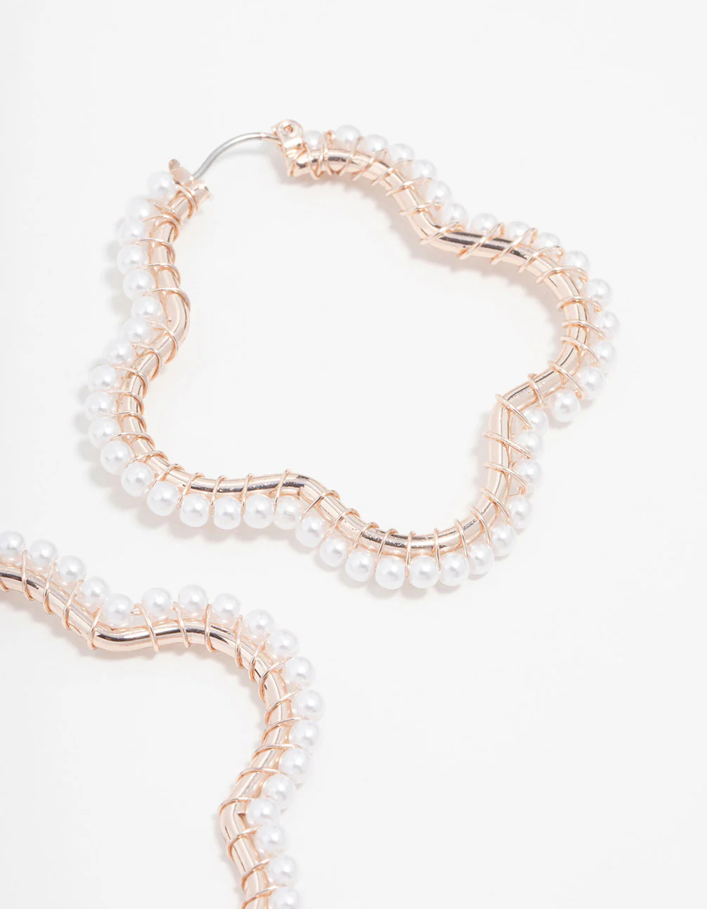 Rose Gold Flower & Pearl Hoop Earrings - Image 5