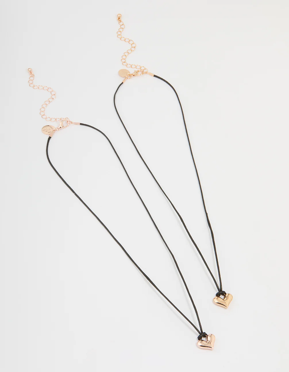 Rose Gold Cord Bubble Heart Necklace 2-Pack - Image 2