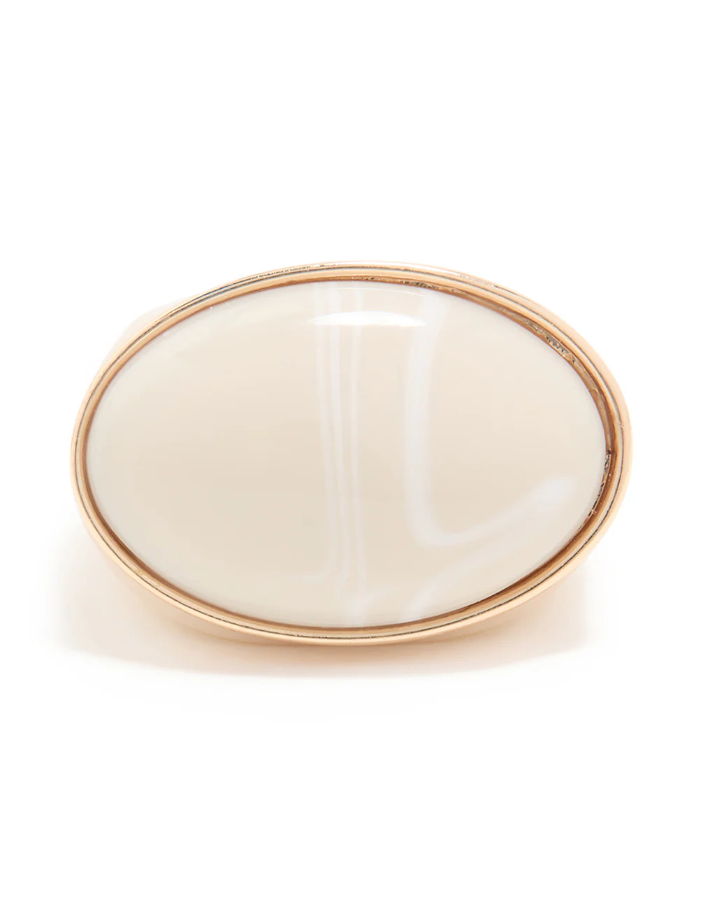 Rose Gold Cream Acrylic Oval Chunky Ring - Image 3