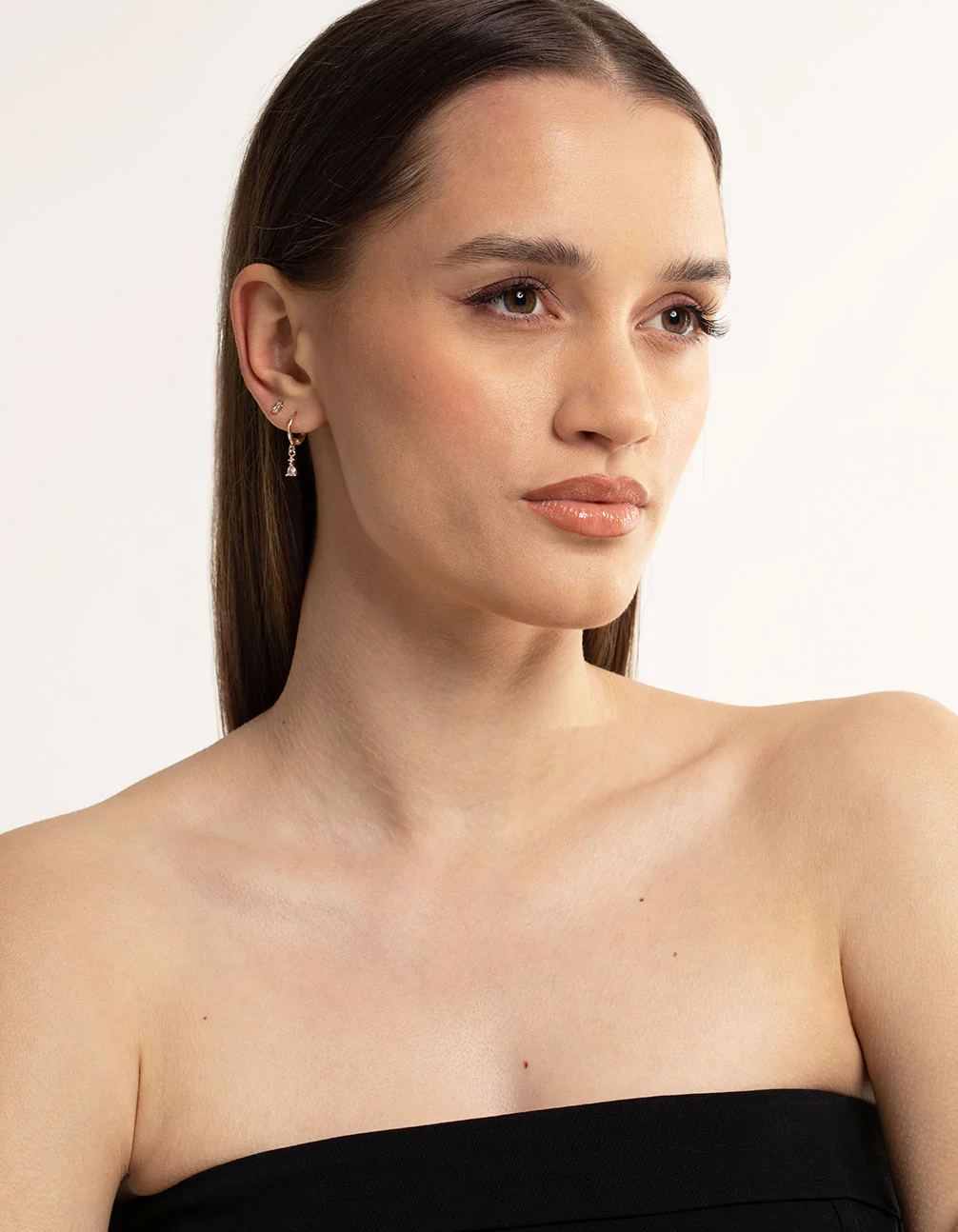Rose Gold Plated Crystal Pear Huggie Earrings 6-Pack - Image 4