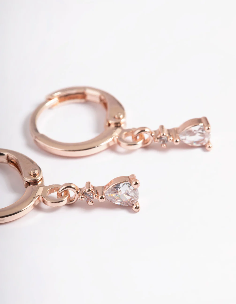 Rose Gold Plated Crystal Pear Huggie Earrings 6-Pack - Image 7