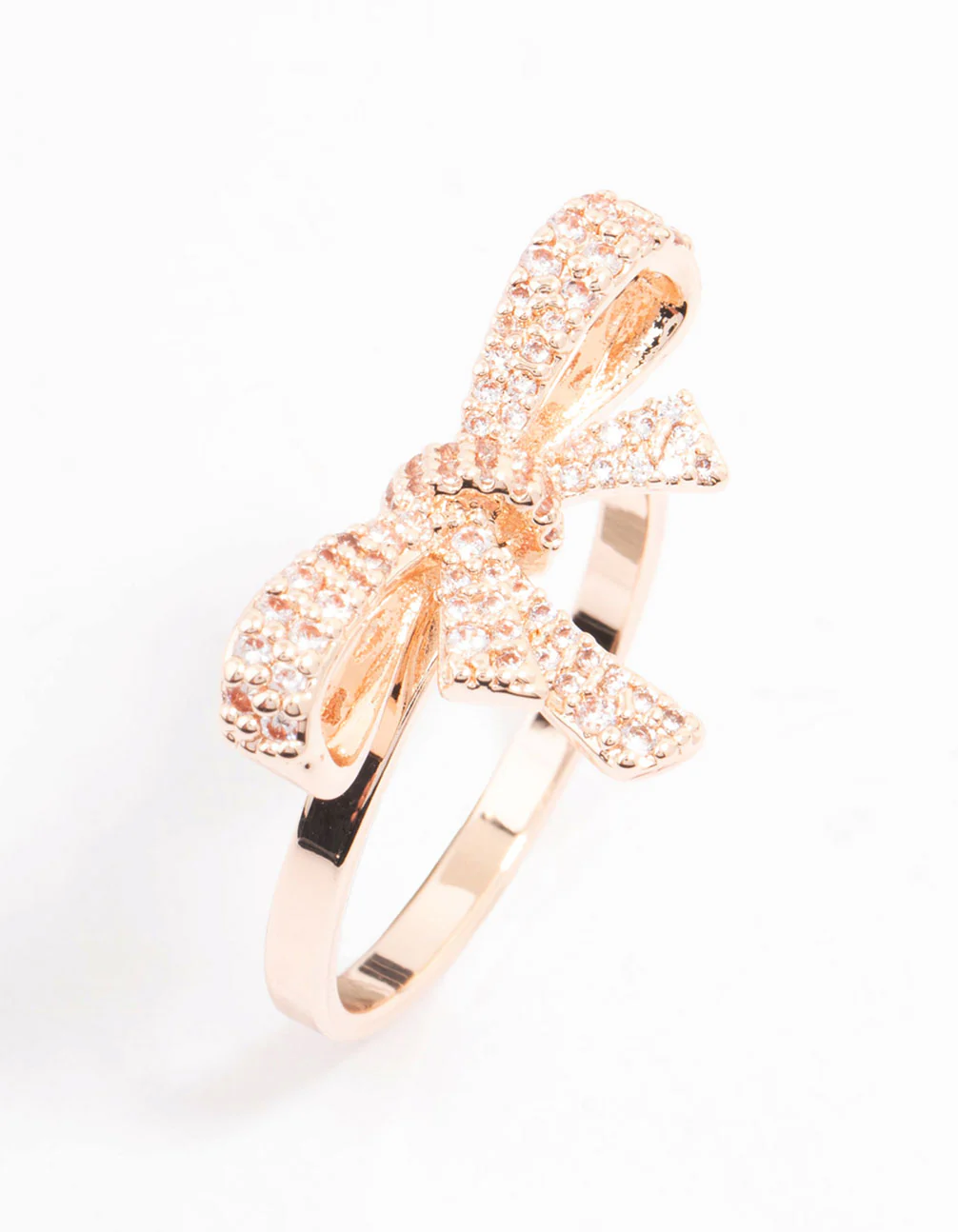 Rose Gold Cubic Zirconia Bow Ring - Image 2