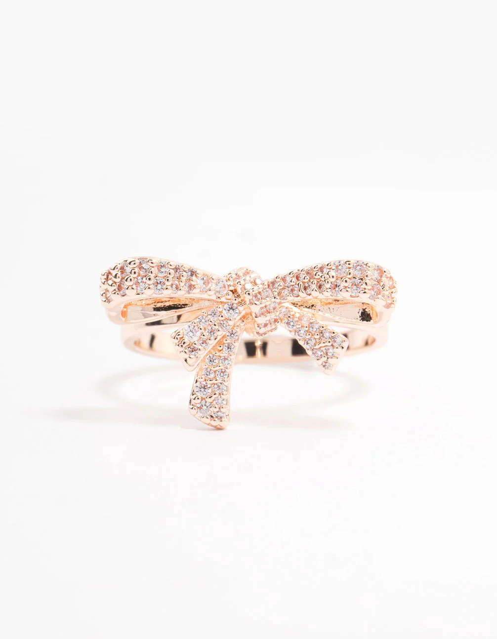 Rose Gold Cubic Zirconia Bow Ring - Image 3