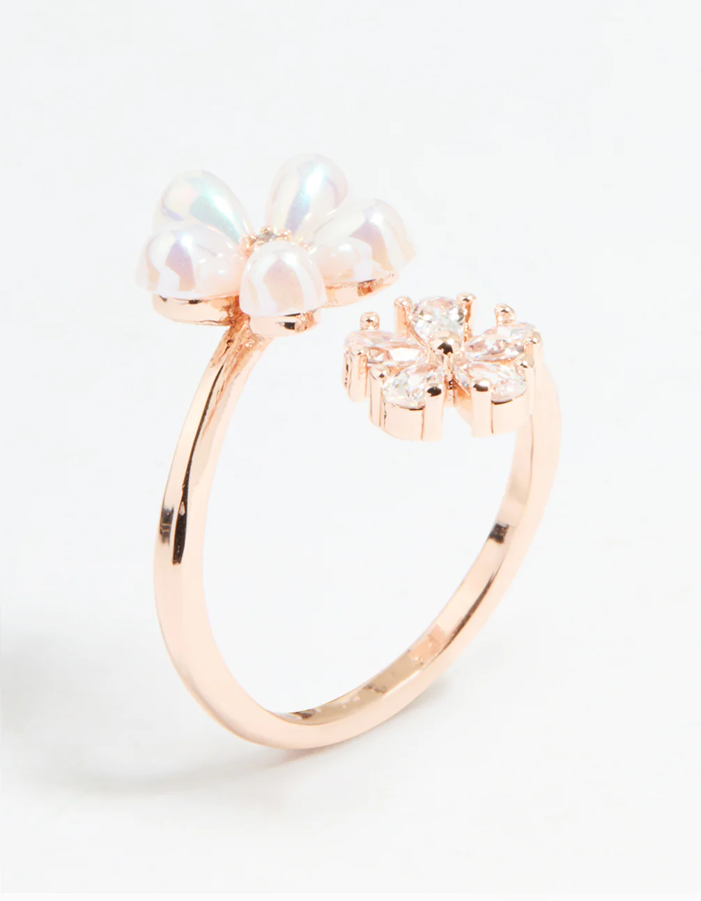 Rose Gold Cubic Zirconia Bubble Flower Wrap Ring - Image 2