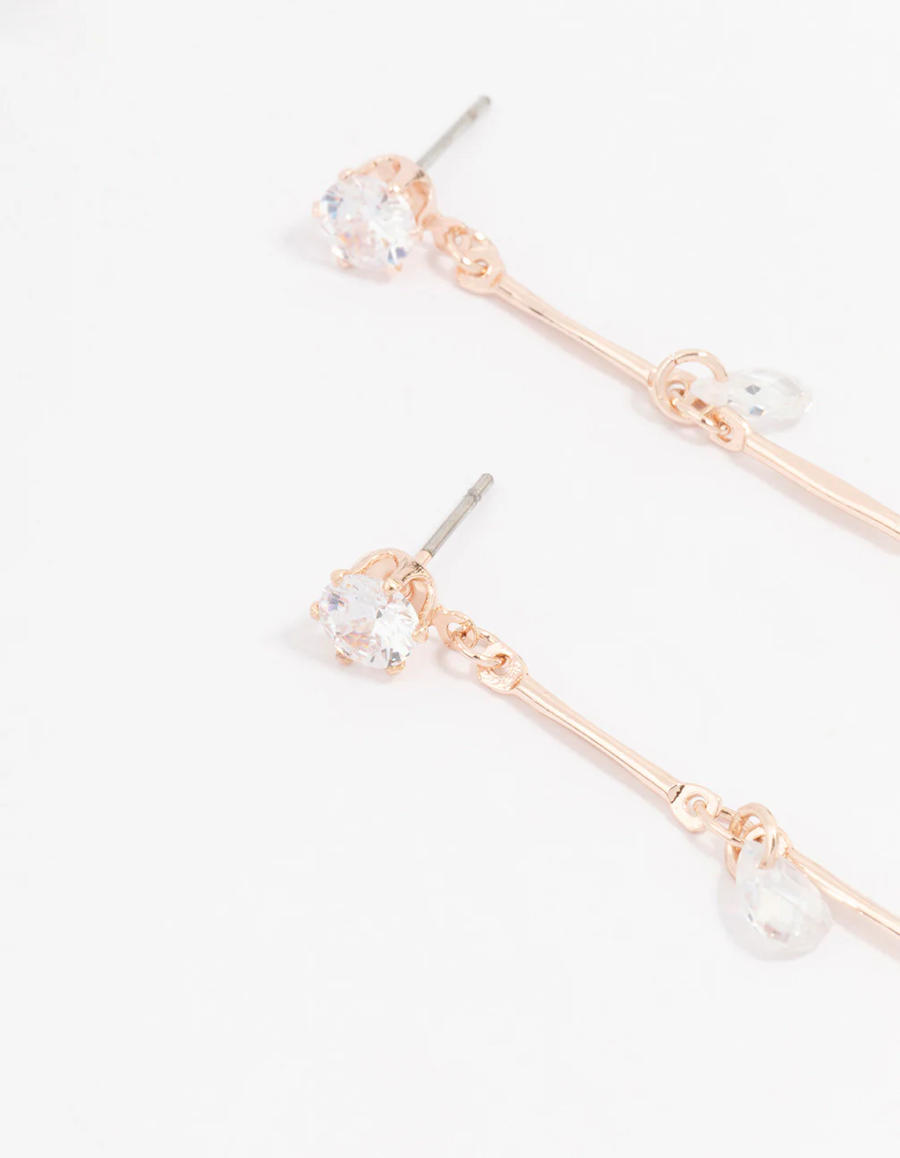 Rose Gold Cubic Zirconia Drop Earrings - Image 2
