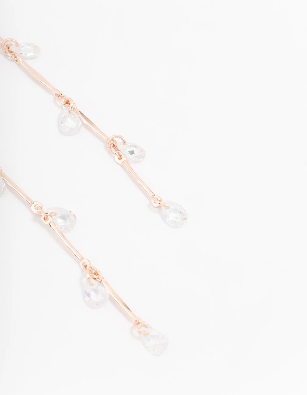 Rose Gold Cubic Zirconia Drop Earrings - Image 3