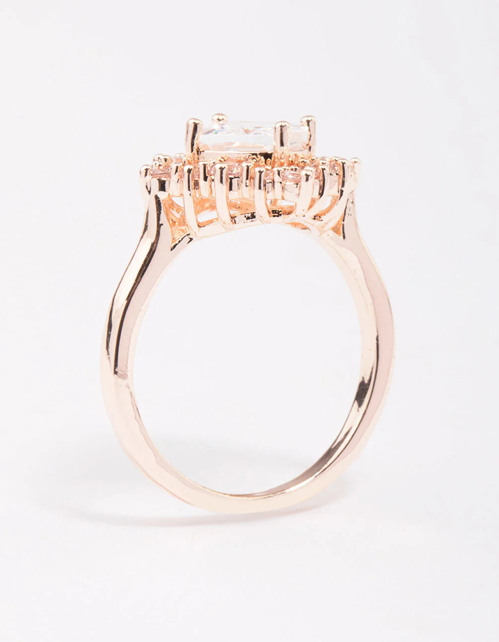 Rose Gold Cubic Zirconia Framed Square Ring - Image 2