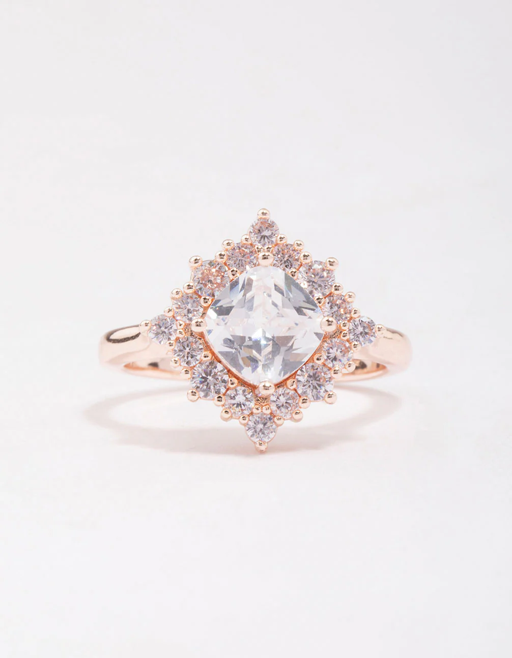 Rose Gold Cubic Zirconia Framed Square Ring - Image 3