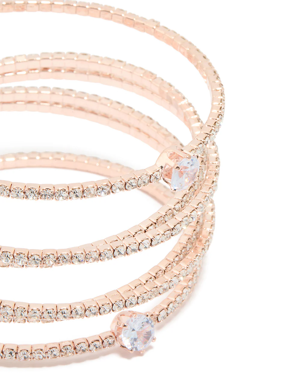Rose Gold Cubic Zirconia Multi Layered Cross Wrist Cuff - Image 2