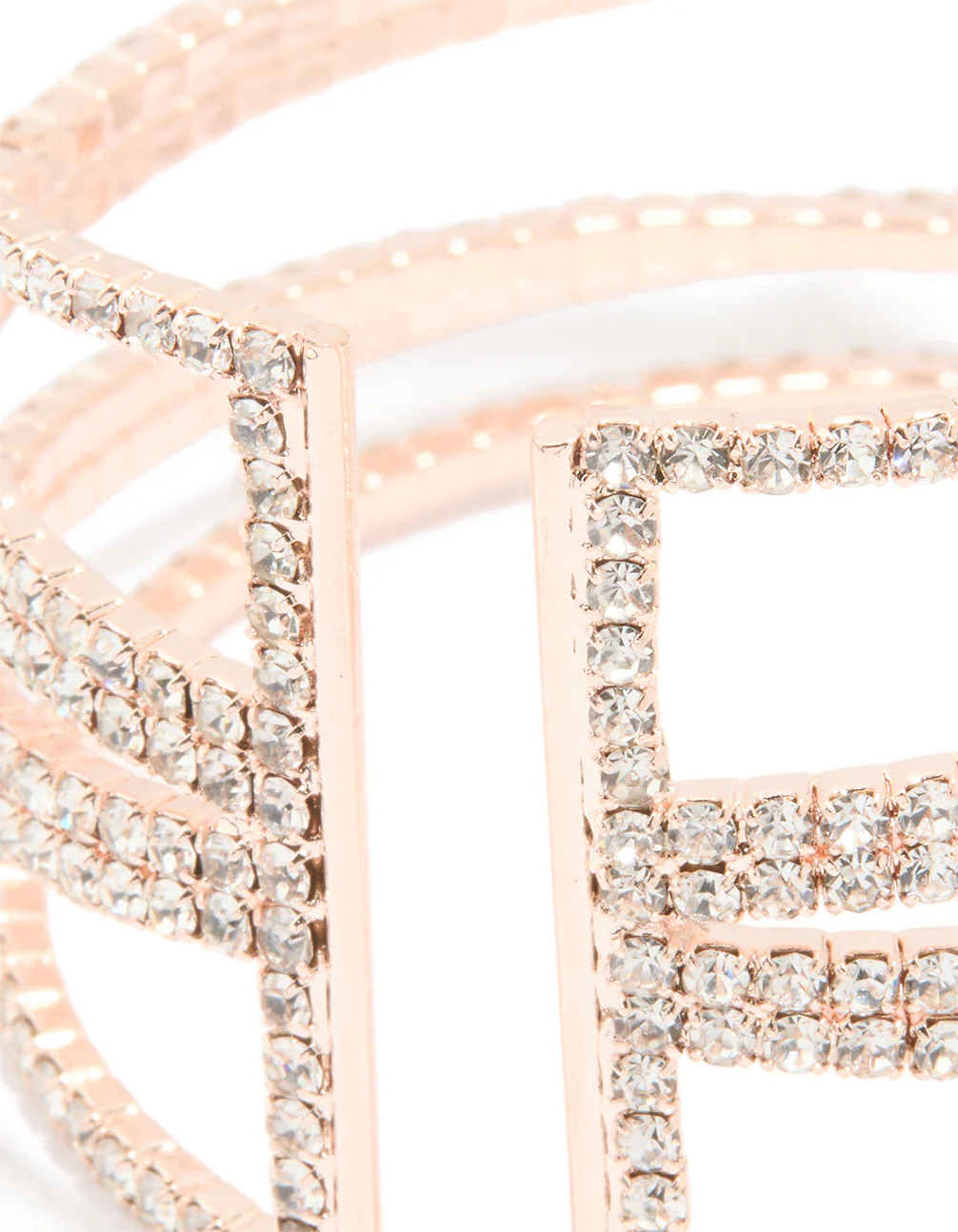 Rose Gold Cubic Zirconia Multi Layered Cross Wrist Cuff - Image 3