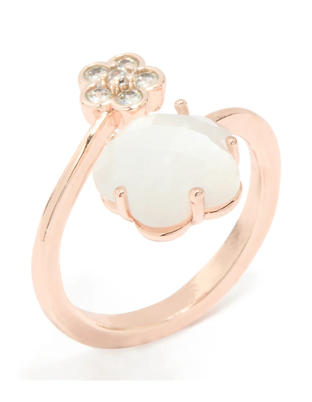 Rose Gold Cubic Zirconia Open Flower Ring - Image 2