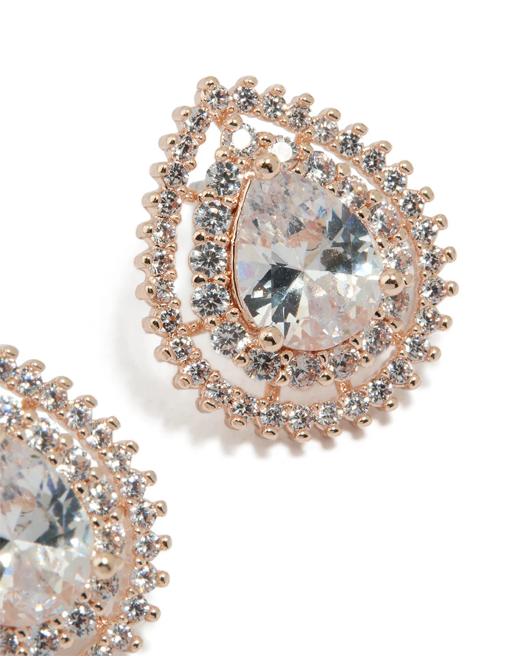 Rose Gold Cubic Zirconia Pear Stud Earrings - Image 3