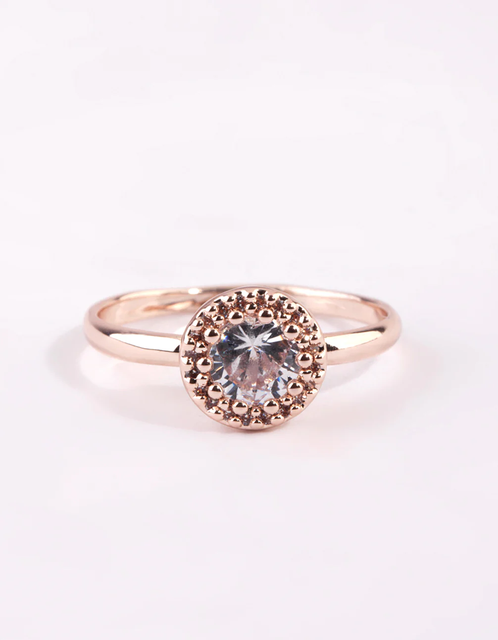Rose Gold Cubic Zirconia Perfect Halo Ring - Image 2