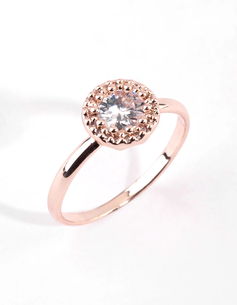 Rose Gold Cubic Zirconia Perfect Halo Ring - Image 3