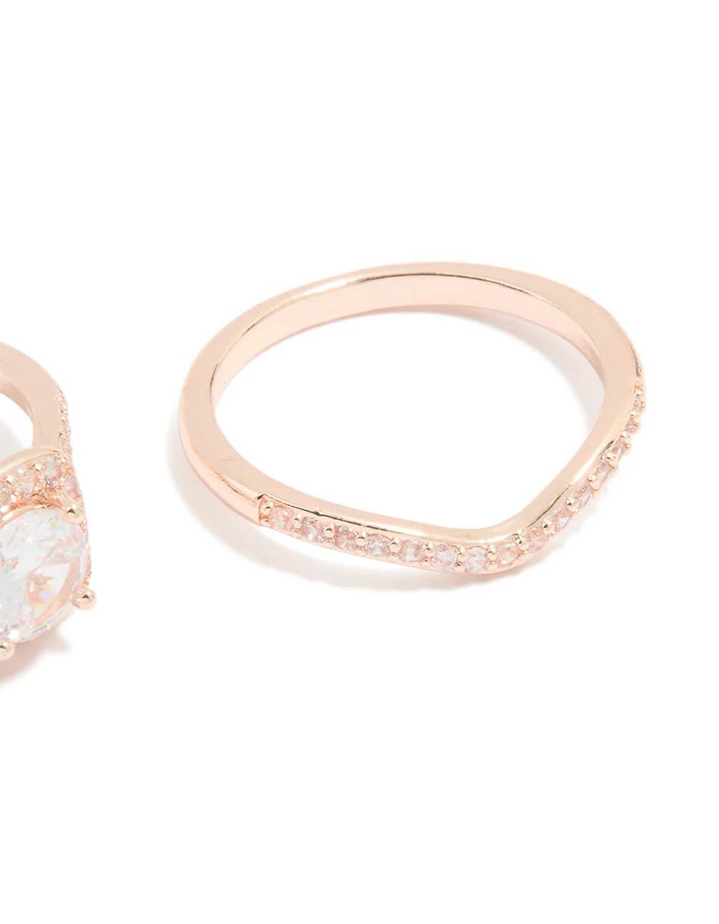 Rose Gold Cubic Zirconia & Pointed Rings 3-Pack - Image 3