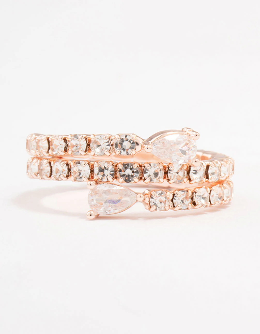 Rose Gold Cubic Zirconia Spiral Pear Ring - Image 2