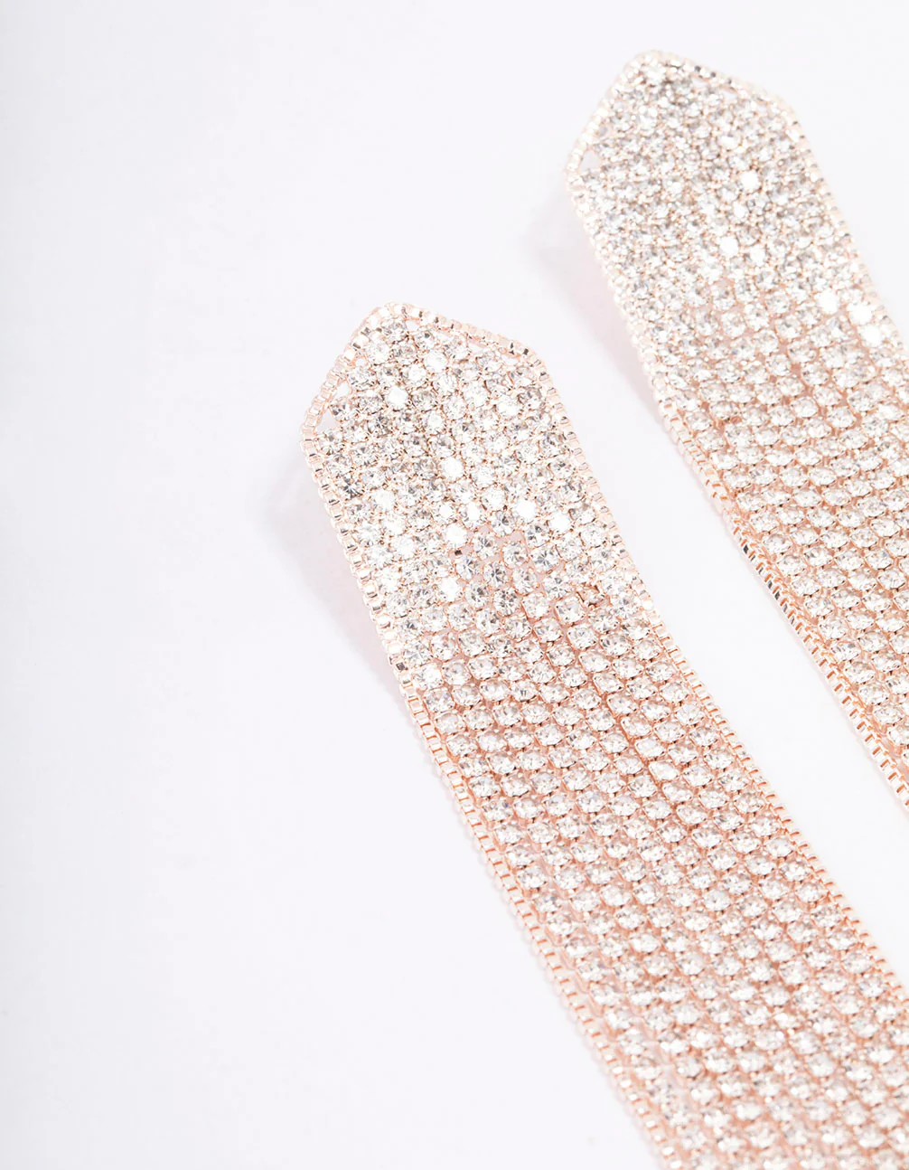 Rose Gold Cup Chain Pointed Drop Earrings - Image 2
