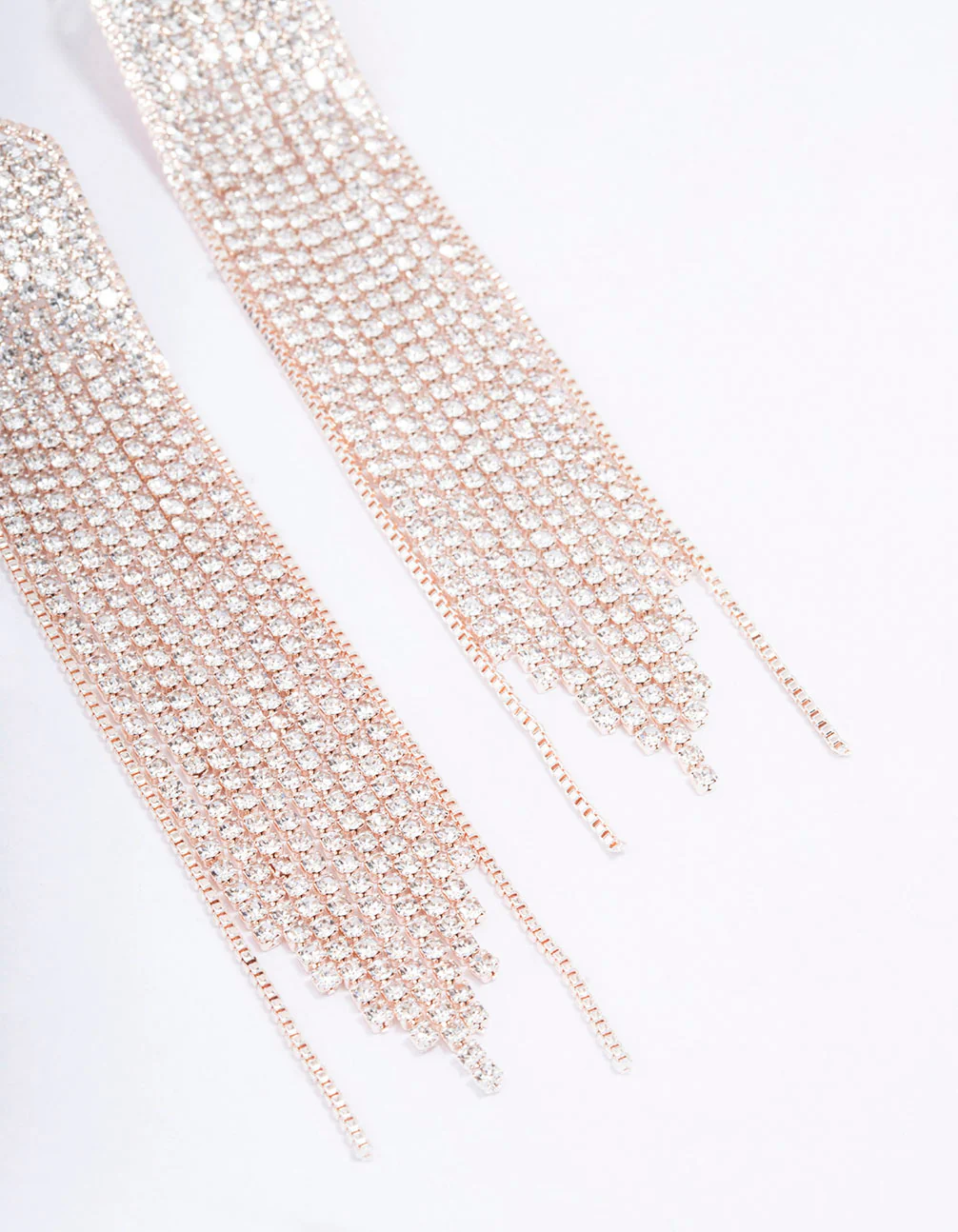 Rose Gold Cup Chain Pointed Drop Earrings - Image 3