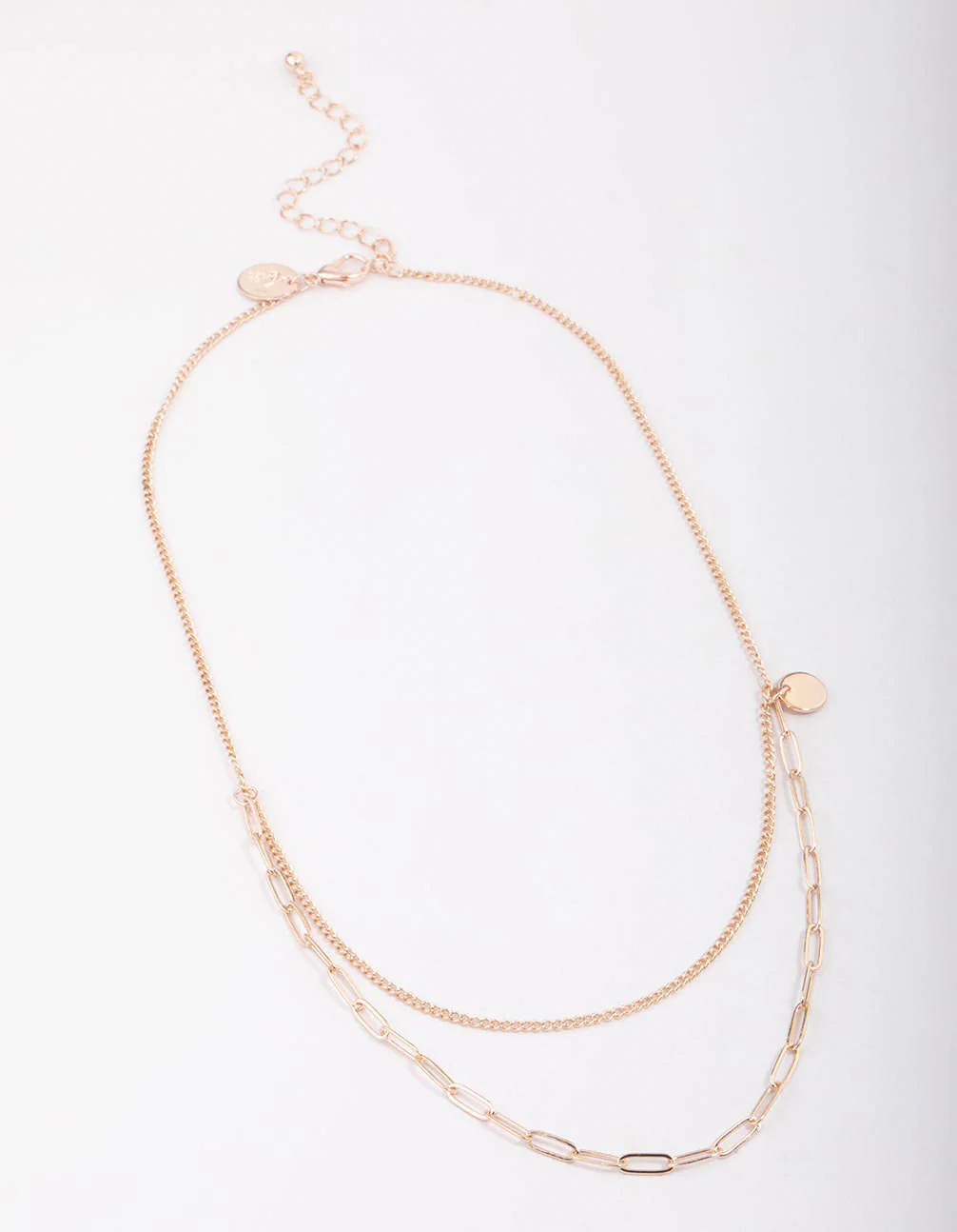 Rose Gold Curb & Cable Layered Necklace - Image 2
