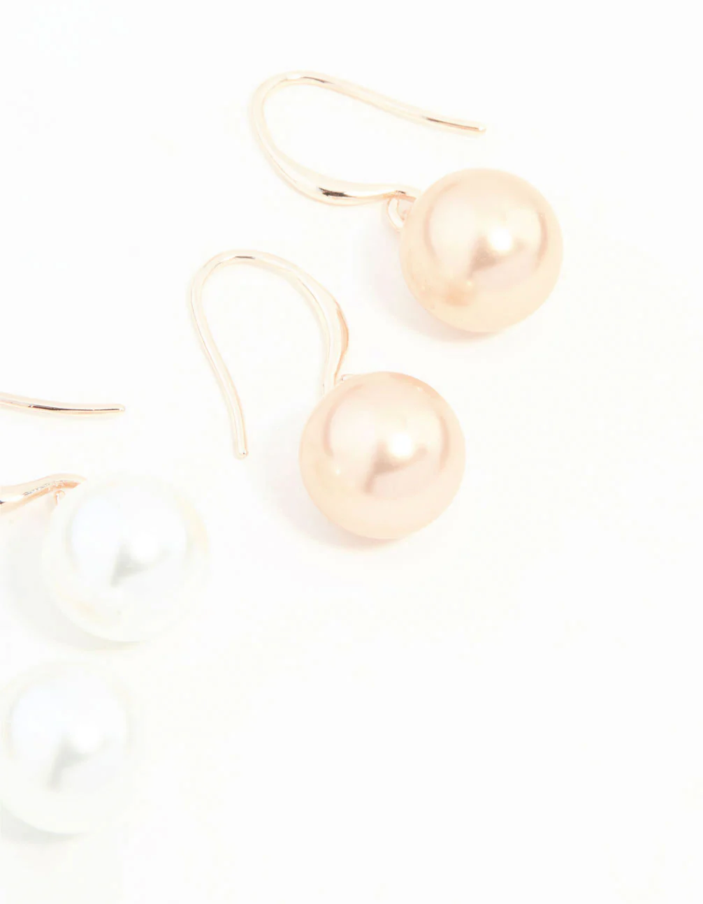 Rose Gold Dainty Pearl Drop Earrings 2-Pack - Image 3