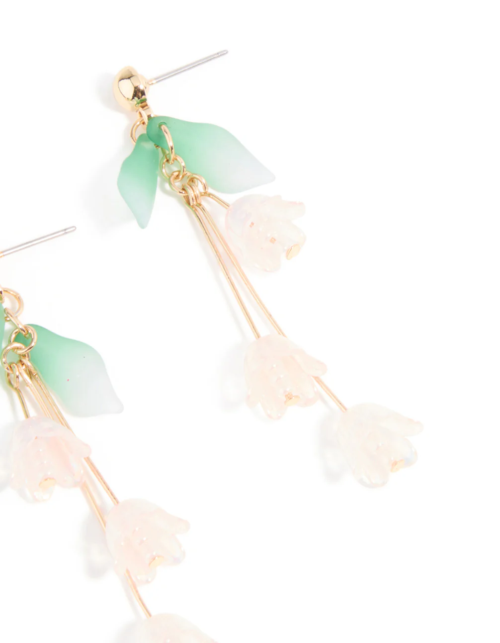 Rose Gold Dainty Pink Flower Vine Drop Earrings - Image 5