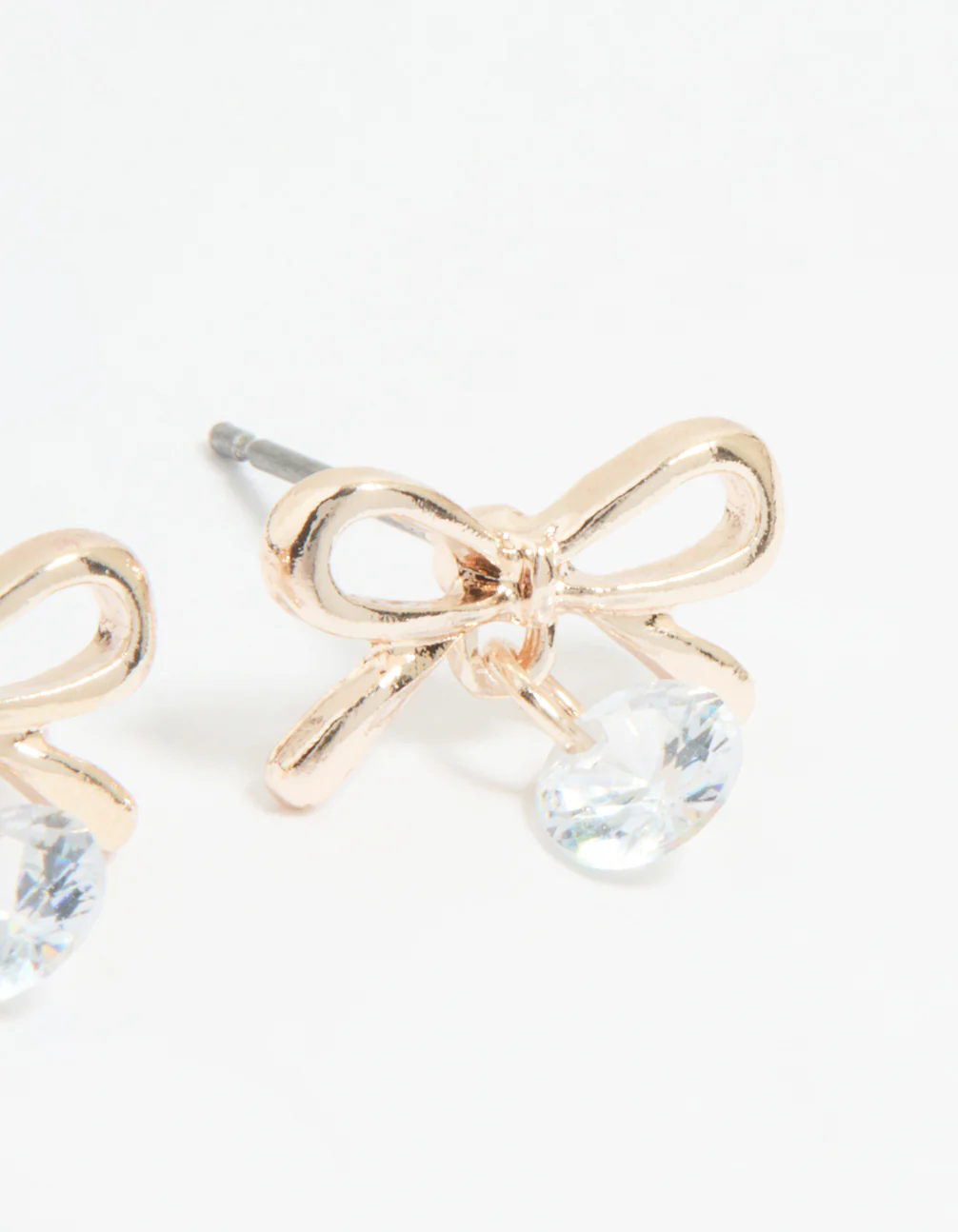 Rose Gold Diamante Bow Drop Earrings - Image 5