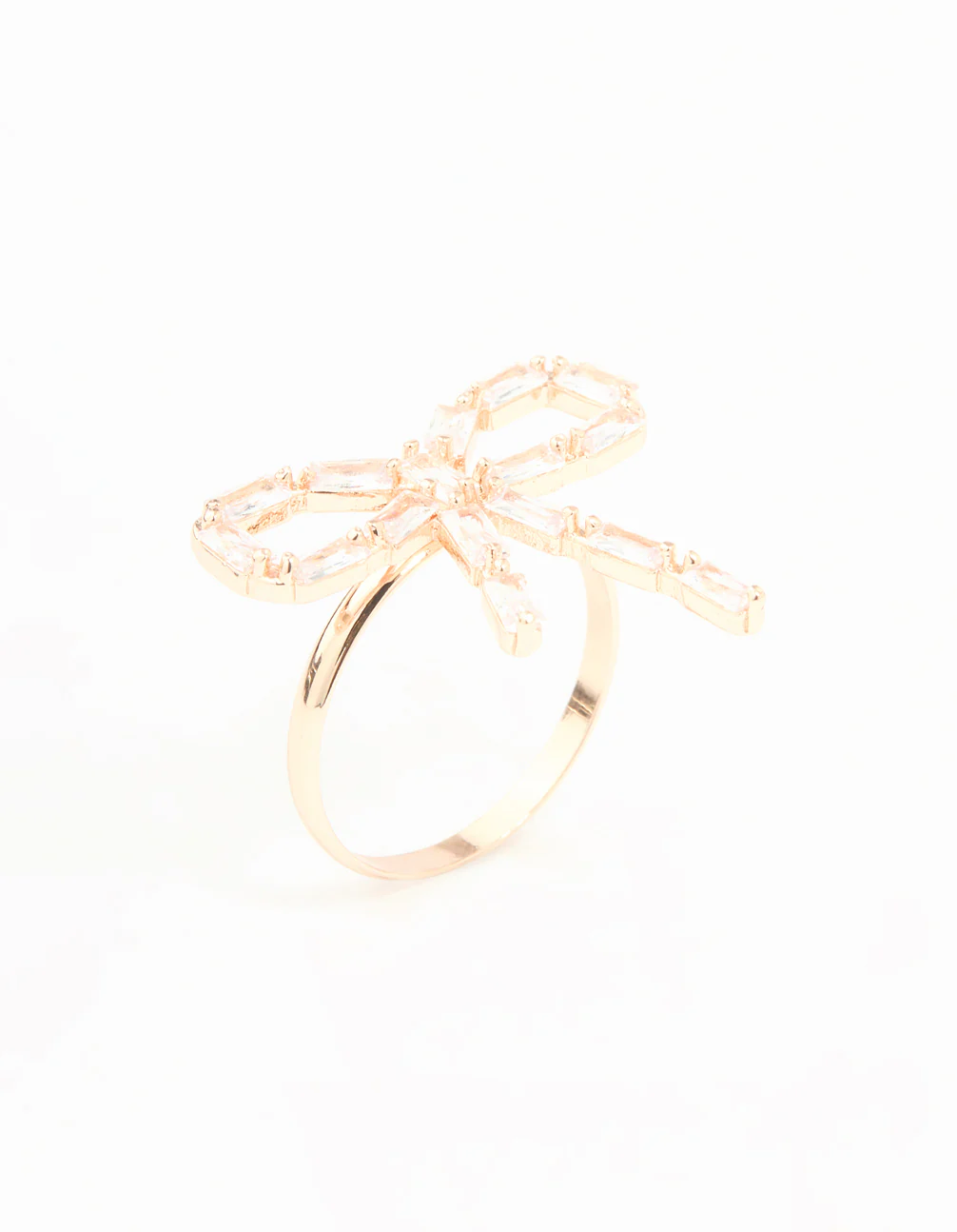Rose Gold Diamante Bow Ring - Image 2