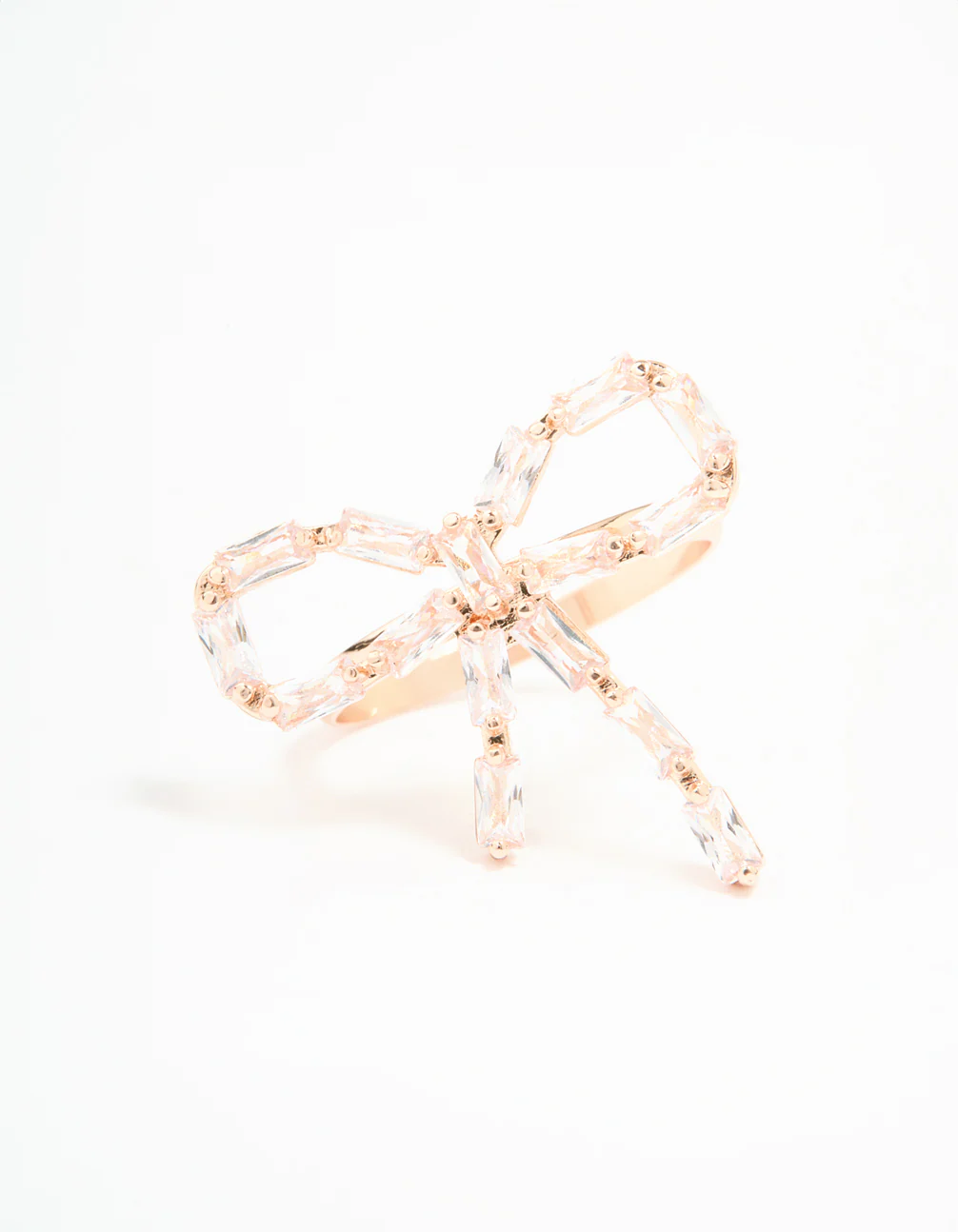 Rose Gold Diamante Bow Ring - Image 3