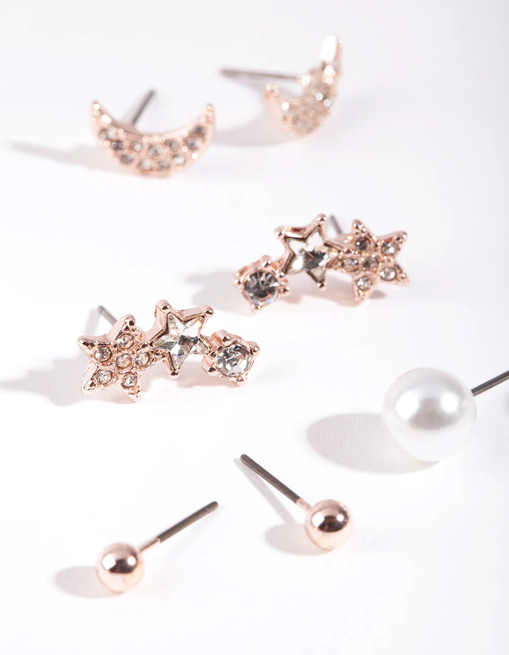 Rose Gold Celestial Pearl Stud Earring 5-Pack - Image 2