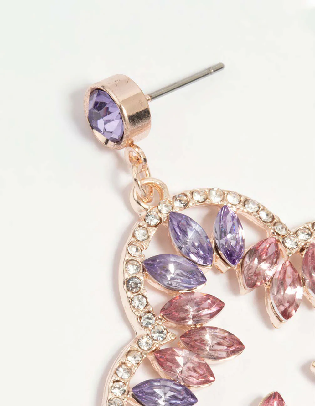 Rose Gold Diamante Flower Drop Earrings - Image 4
