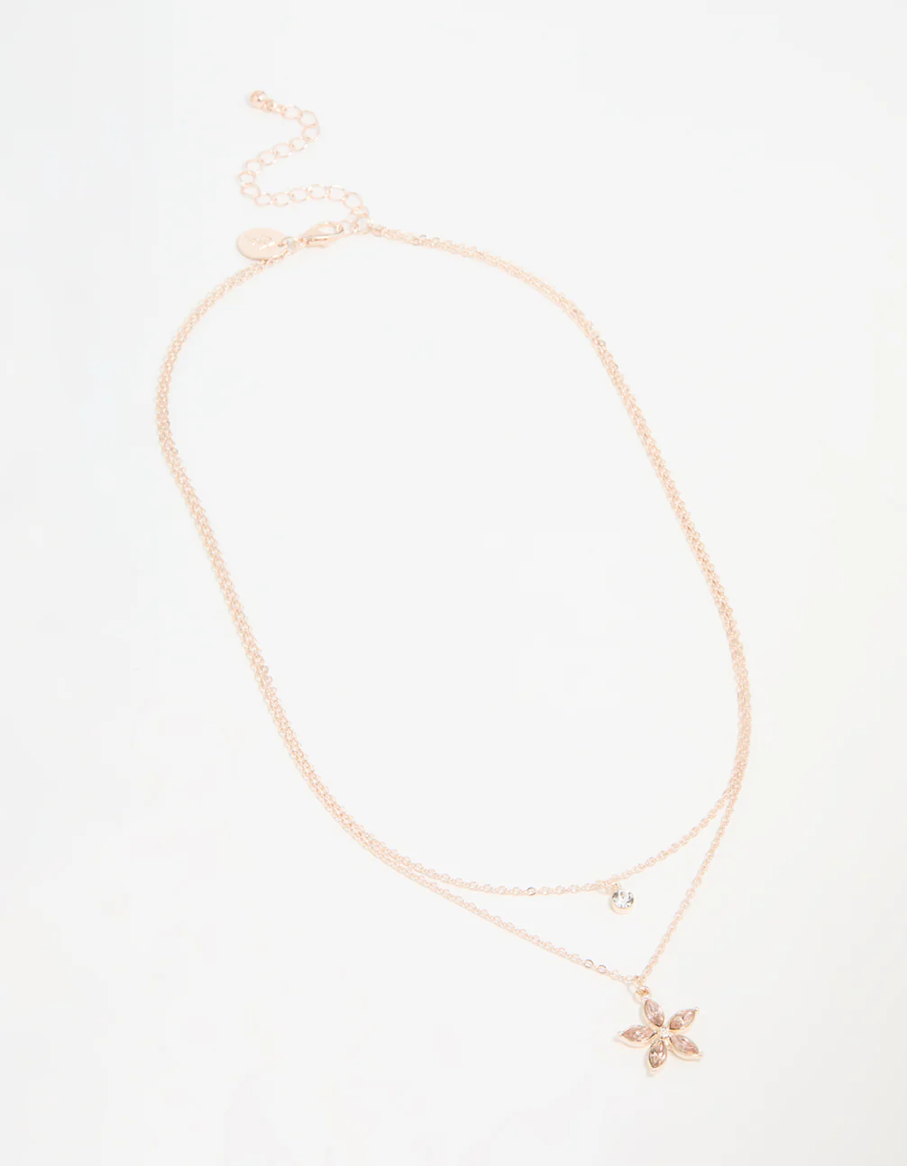 Rose Gold Diamante Flower Layered Necklace - Image 2
