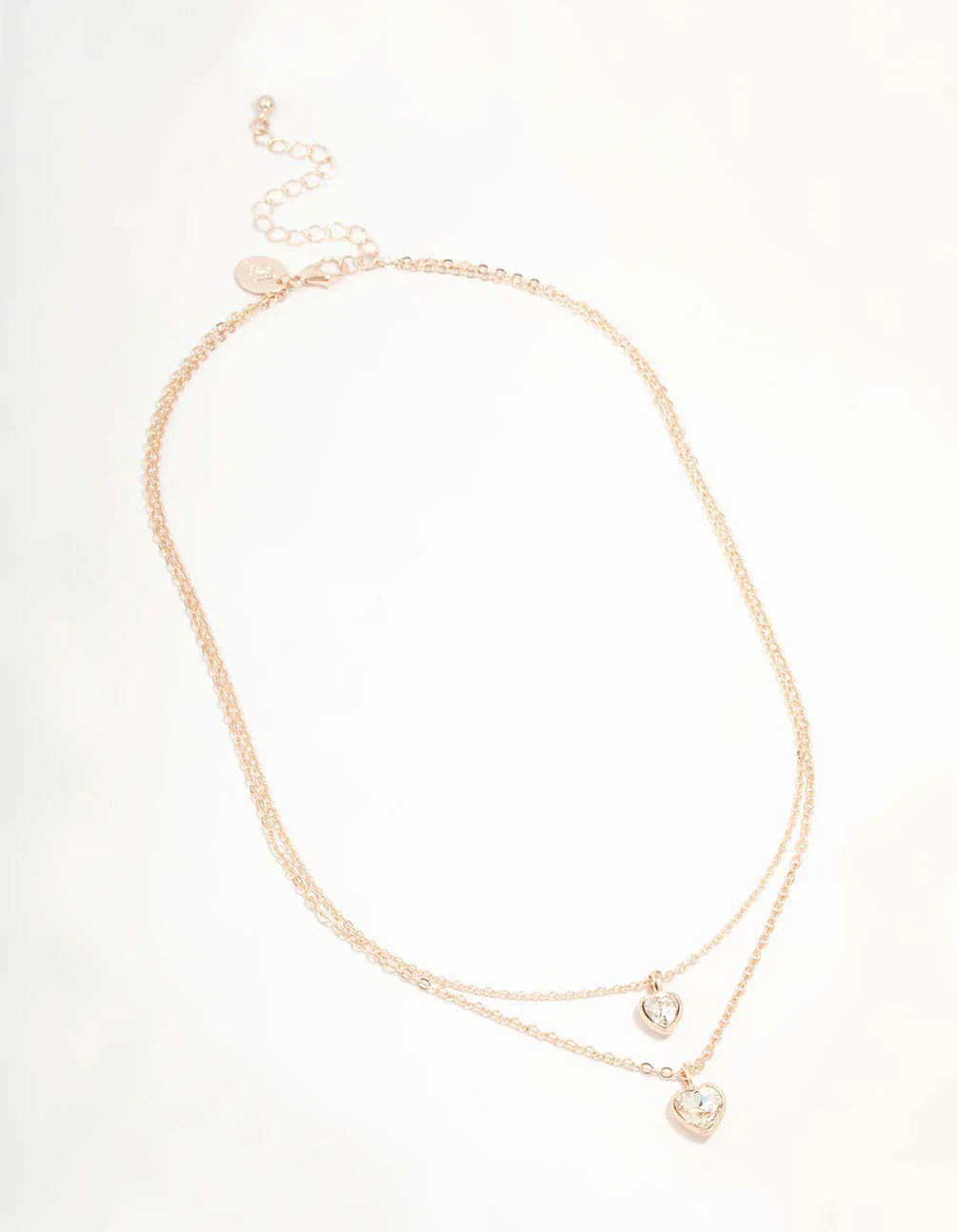 Rose Gold Diamante Heart Layered Necklace - Image 2
