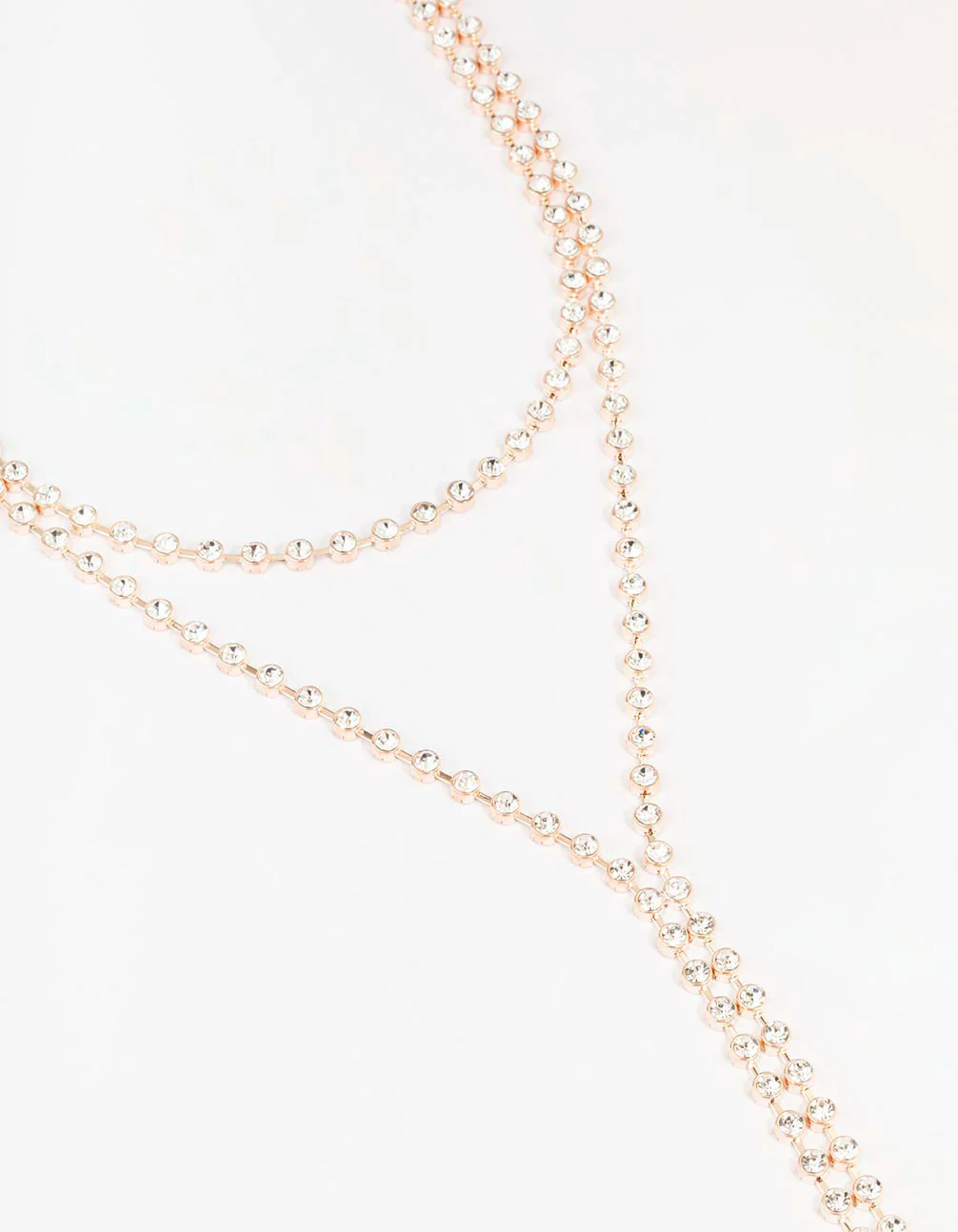 Rose Gold Diamante Lariat Necklace - Image 2