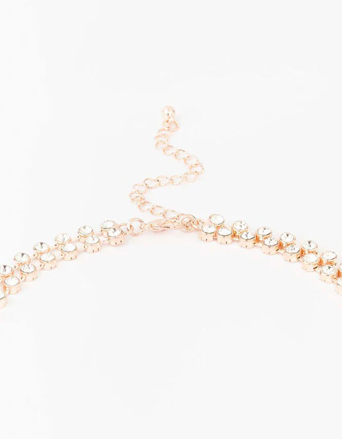 Rose Gold Diamante Lariat Necklace - Image 3