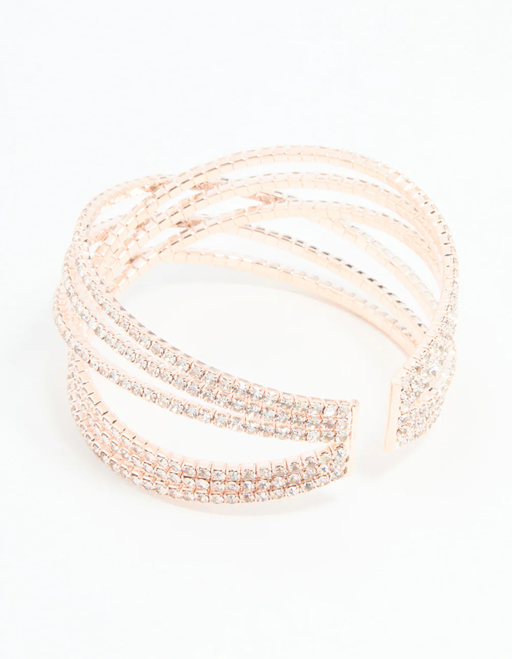 Rose Gold Diamante Layered Wrist Cuff - Image 3