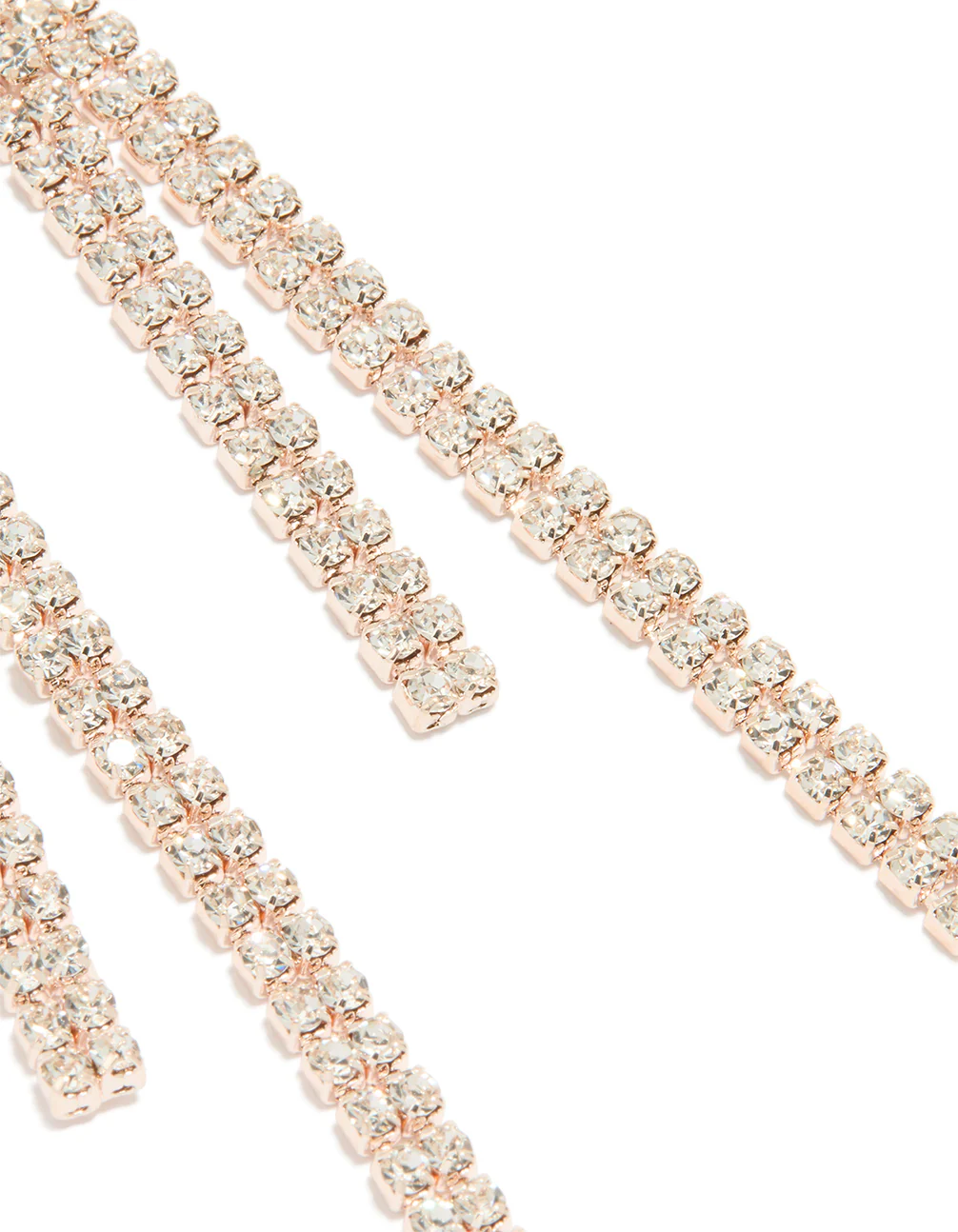 Rose Gold Diamante Long Drop Earrings - Image 3