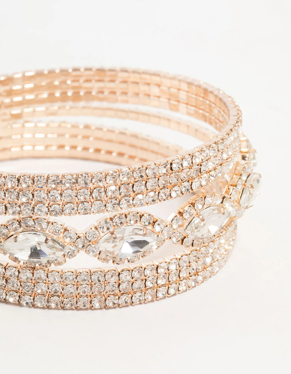 Rose Gold Diamante Marquise Wrist Cuff - Image 2