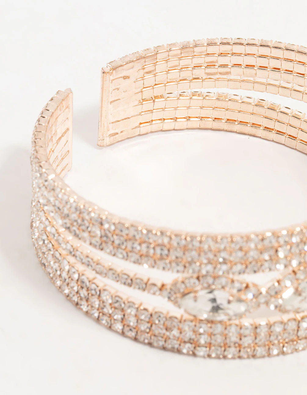 Rose Gold Diamante Marquise Wrist Cuff - Image 3