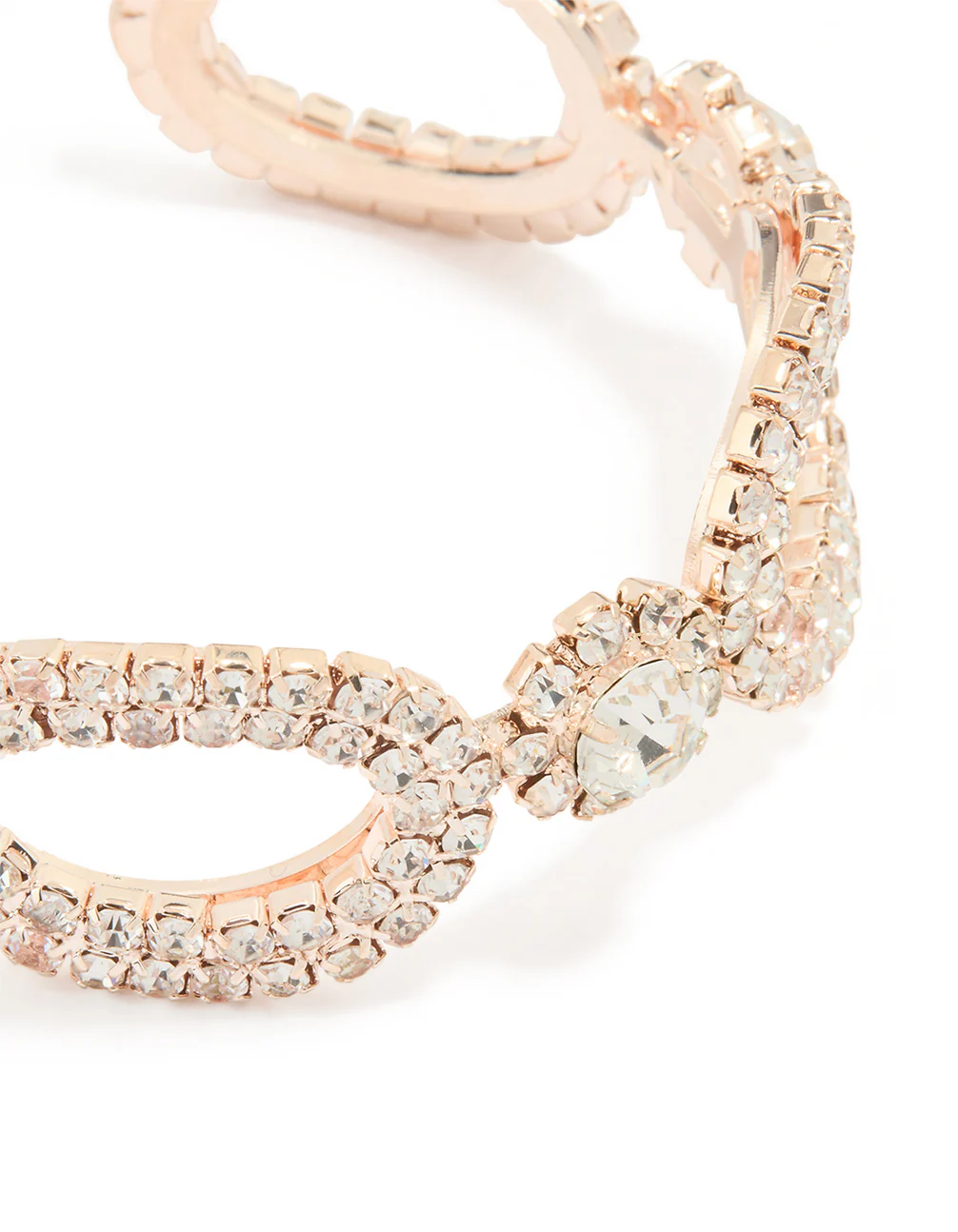 Rose Gold Diamante Open Wrist Cuff - Image 2