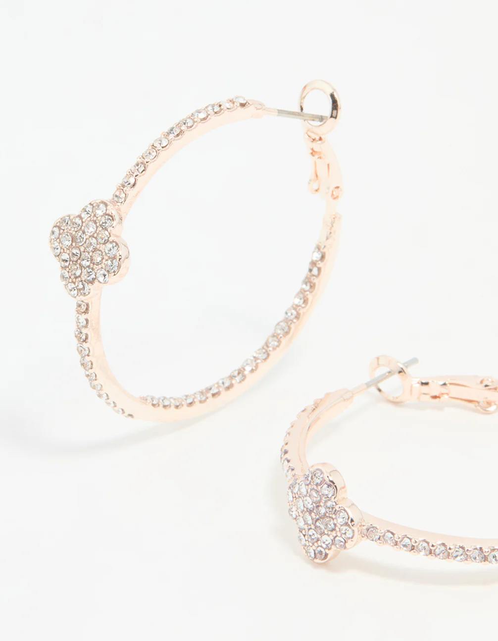 Rose Gold Diamante Pave Flower Hoop Earrings - Image 4