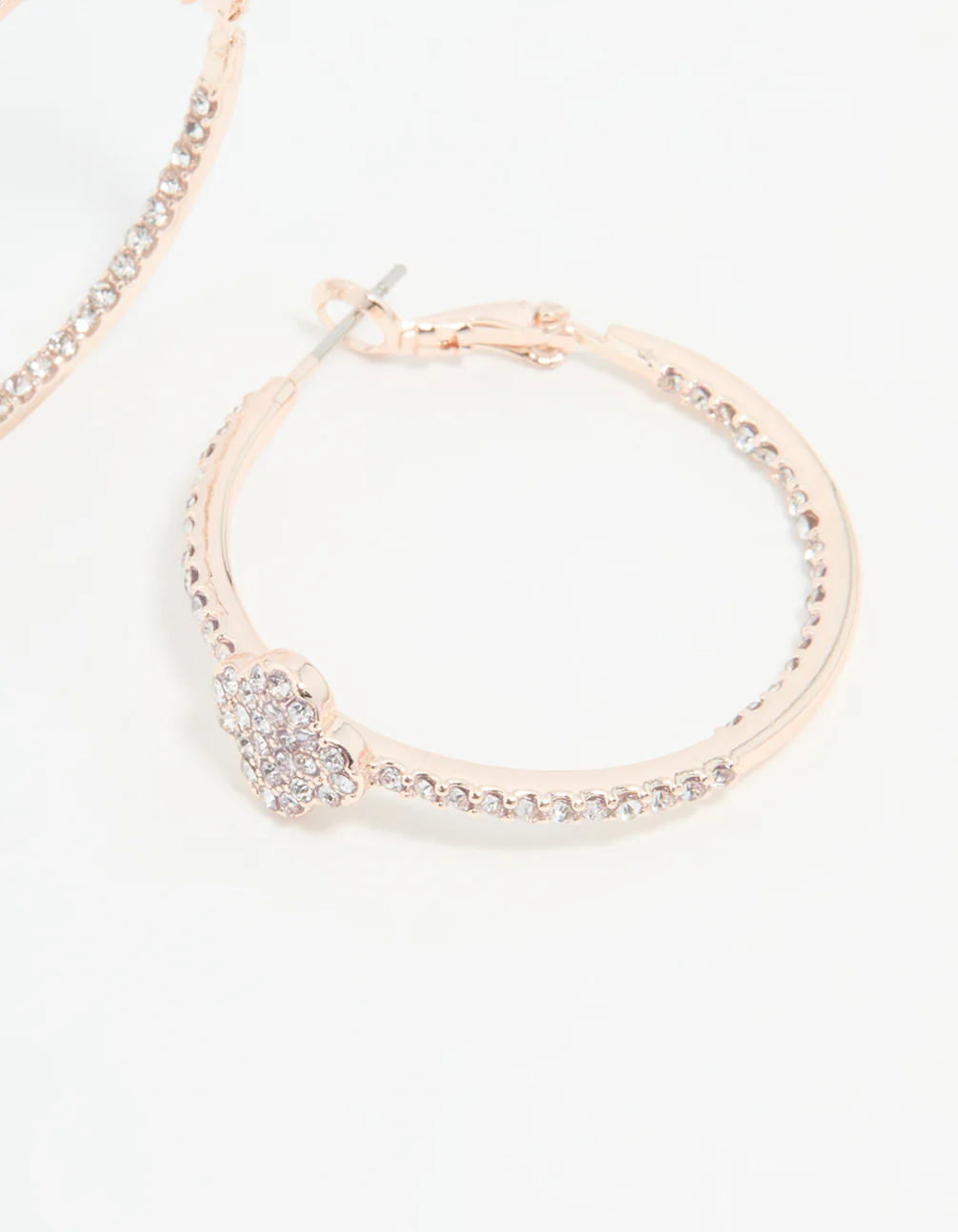 Rose Gold Diamante Pave Flower Hoop Earrings - Image 5