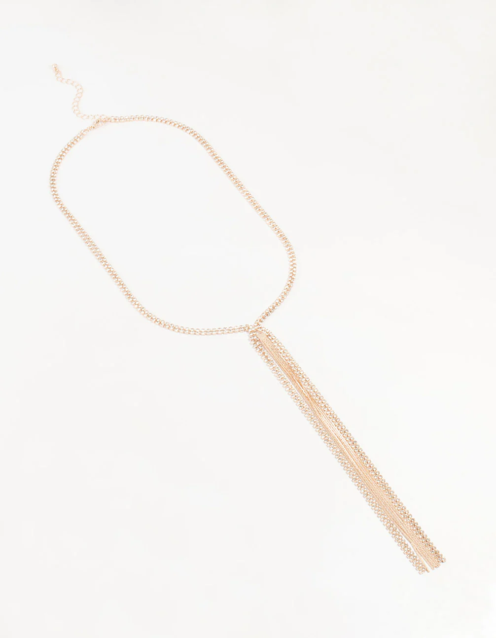Rose Gold Diamante Tassel Y-Necklace - Image 2